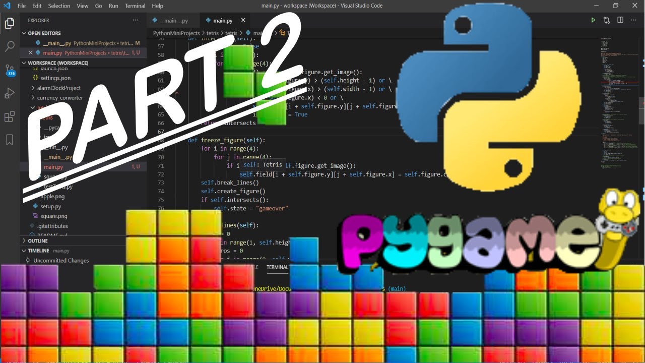 How To Make A Tetris Game In Python Using Pygame Part 2 - YouTube