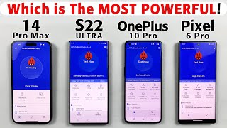 iPhone 14 Pro Max vs S22 Ultra vs OnePlus 10 Pro vs Pixel 6 Pro Benchmark Test | Most POWERFUL ?😱