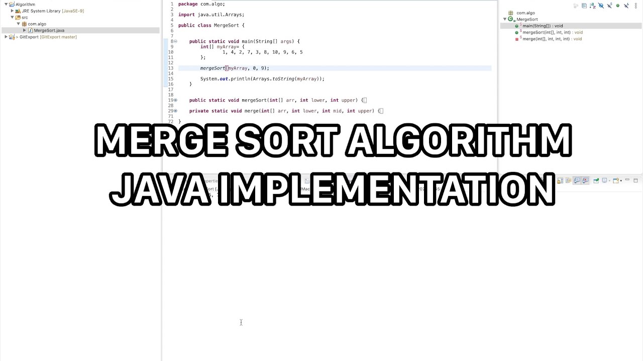 Merge Sort Algorithm Java Implementation - YouTube