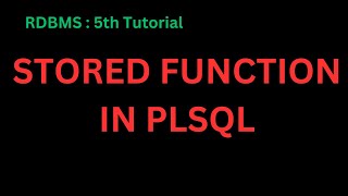 Stored Function in PLSQL | User-defined function in plsql | Function in PL/pgSQL
