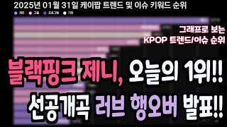 [KPOP] 블랙핑크 제니, 오늘의 1위!! 선공개곡 러브 행오버 발표!! 케이팝 트렌드 및 이슈 키워드 순위 (2025년 1월 31일)