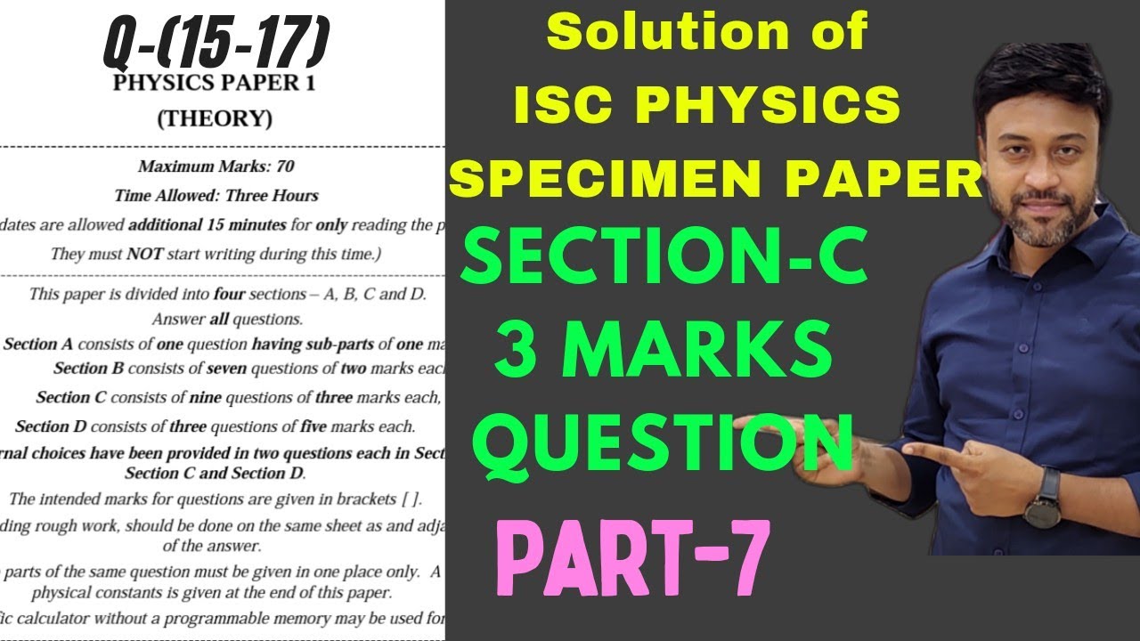 Physics Class 12 Physics ISC Specimen Paper 2024 Solution And ...