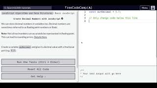 Lesson 17 | Basic JavaScript | Create Decimal Numbers with JavaScript