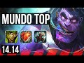 DR. MUNDO vs GWEN (TOP) | 5/1/4, 500+ games | NA Master | 14.14