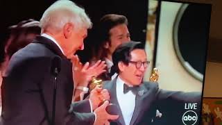 Harrison Ford and Ke Huy Quan Reunion on the #oscars Indy and Short Round