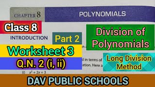 DAV class 8 maths chapter 8 worksheet 3 Q.N 2 (a), (b)