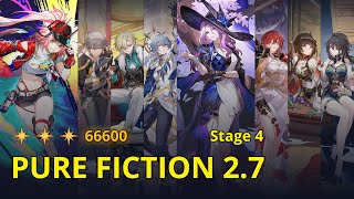 Rappa E0 + Sunday E0 \u0026 Jade E0 + Lingsha E0 - Pure Fiction 2.7 Stage 4 (3 Stars) | Honkai: Star Rail