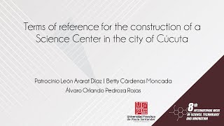 Terms of reference for the construction of a Science Center in the city of Cúcuta