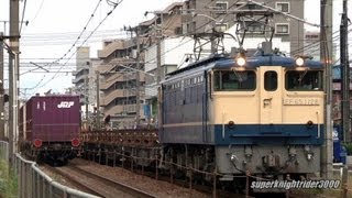 JR西日本 EF65 1128号機+チキ12B 向日町ロンチキ工臨 広島→下関 2013.6