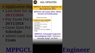 MPPGCL Assistant Engineer AE Recruitment 2024 #shorts #mppgcl