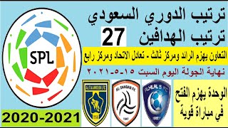 ترتيب الدوري السعودي وترتيب الهدافين الجولة 27 السبت 15-5-2021 - فوز التعاون والوحدة وتعادل الاتحاد