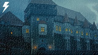 HEAVY RAIN with Non Stop THUNDER at the MEDIEVAL Castle-SLEEP & Relaxing Sounds-Study-Beat Insomnia