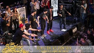 BeatFox VS Contrix - Solo Final \u0026 Winner's Announcements - 2015 UK Beatbox Championships