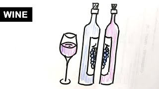 How to draw wine. Step by step drawing tutorial for kids.