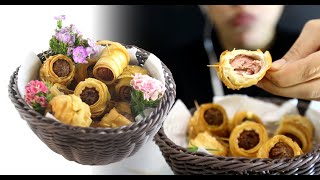 Sausage Roll | How to Make Sausage Rolls | ASMR Mukbang | چطوری رول سوسیس درست کنیم + موکبانگ