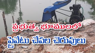 ప్రభుత్వ భూముల్లో దర్జాగా చేపల చెరువులు ...వ్యర్థ పదార్థాల తో చేపల పెంపకం...