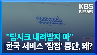 ‘딥시크’ 국내 앱 마켓 내려받기 잠정 중단 / KBS  2025.02.17.