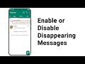 How To Turn On Disappearing Messages in WhatsApp  - Turn Off Disappearing Messages
