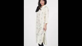 Women Printed Viscose Rayon Straight Kurta (White)