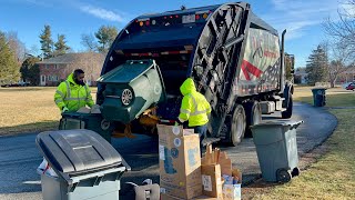 North Andover Waste Systems New Garbage Truck VS Post Xmas Recycling