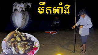 ឆ្លុះមឹកស្នូកនៅសមុទ្រហើយអាំងបោះតង់មួយយប់ CAMPING FULL NIGH Cuttlefish Sepiida/Bong LaorTV