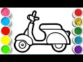 How to Draw Cute Scooter Easy | Drawing for kids easy step by step,Very very easy drawing