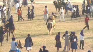 Nihang Sikhs demonstrate their horse riding skills in Punjab’s Amritsar