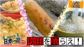 【秋田】絶品きりたんぽや比内地鶏の親子丼まで！秋田の名物いただきます！【かふぇちの日本一周大作戦/バイク（クロスカブ110）で日本一を探す旅　20日目後編　玉川温泉/西明寺栗】