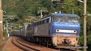 JR貨物 EF200-2号機+コキ26B 貨物列車1055レ 瀬野→中野東 2013.11