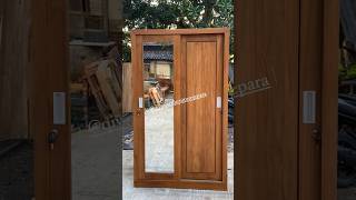 Lemari Baju 2 Pintu Sliding Geser Kayu Jati Minimalis @Designfurnitureinterior