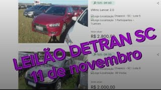 LEILÃO DETRAN SC dia 11 de novembro