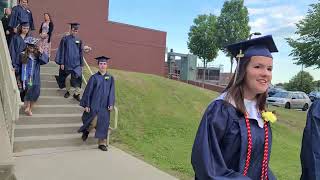 RHAM High seniors leave the school for the graduation ceremony.