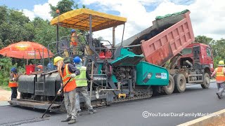 Modern Road Construction Machines Working  - Asphalt Paving Equipment Machine