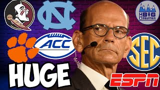 ESPN Wants HUGE Conference Realignment Change! | ACC | SEC | FSU | UNC | Clemson