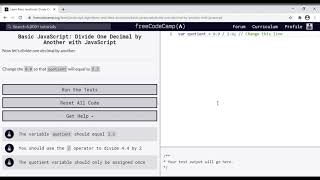 17 - Learn Basic JavaScript Divide One Decimal by Another with JavaScript