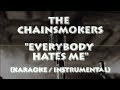 THE CHAINSMOKERS - EVERYBODY HATES ME (KARAOKE / INSTRUMENTAL VERSION)