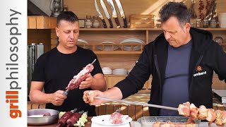 Pork spit-roast kontosouvli - two grilling ways | Grill philosophy