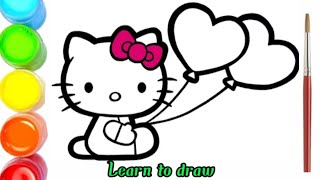 Drawing, Painting, Coloring, Hello Kitty for kids / Bolalar uchun chizish, rang berish, Hello Kitty