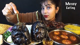 EATING BHAAT DAL SPICY EGG CURRY SPICY BAINGAN BHORTA PAPAD | BIG BITES | EATING SHOW | MUKBANG ASMR