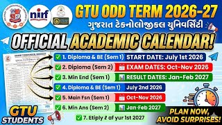 GTU Academic Calendar 2026-27 | Odd Term Exam & Result Dates | GTU Studedents