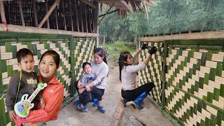 single mother weaving bamboo fence, repairing house - single mother life