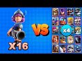 16 MOSQUETERAS vs TODAS LAS CARTAS X4 | Clash Royale