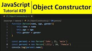 JavaScript Tutorial 29 - Object Constructor in JavaScript | Programming For Beginners