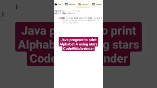 Java program to print Alphabet A using stars #java #viral