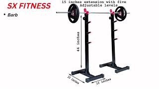 SX FITNESS Multi-Functional Fully Adjustable Squat Stand, Bicep Stand with 5 Adjustable Level