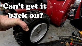 How To Get Snowblower Tire Back On Rim, Snow Blower Tire Won't Inflate, Won't Air Up Easy Fix