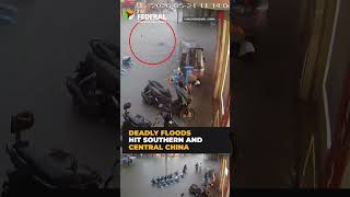 Neighbours rescue woman from flood during heavy rain in China | #shorts
