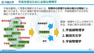 数理・物理サイエンス学科　研究紹介「物理を通じて宇宙を観る」