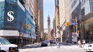 Downtown TORONTO City Walks - Bay Street Financial District Walk - 2021