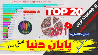 بیست کشور پر جمعیت جهان از سال 1800 تا سال 2100 /پایان رشد چمعیت در سال 2100